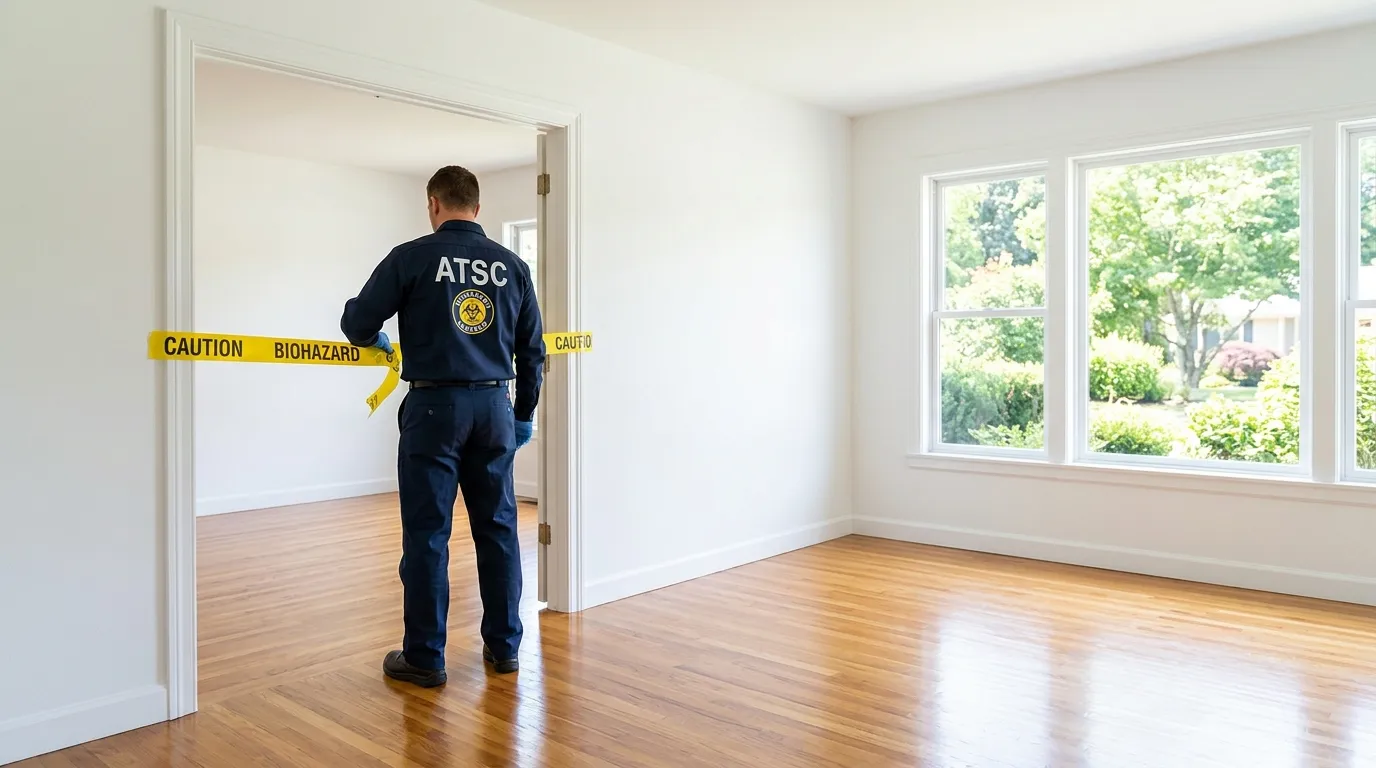 Certified biohazard cleanup crew performing Trauma Scene Cleanup in Reservoir